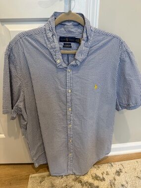 Polo Ralph Lauren Men’s Blue Striped Oxford Short Sleeve Shirt - Size XXL 2X